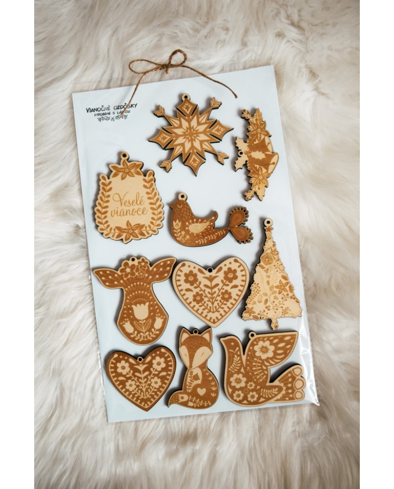 Drevené vianočné ozdoby set RUSTIC