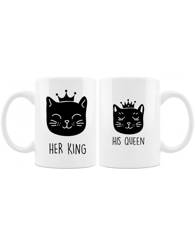 Keramické hrnčeky pre páry HER KING HIS QUEEN