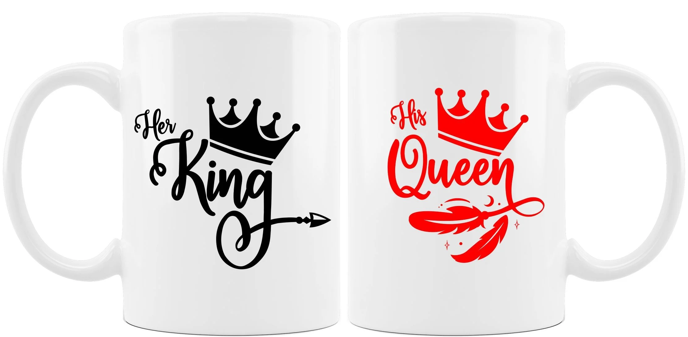 Keramické hrnčeky pre páry HER KING HIS QUEEN