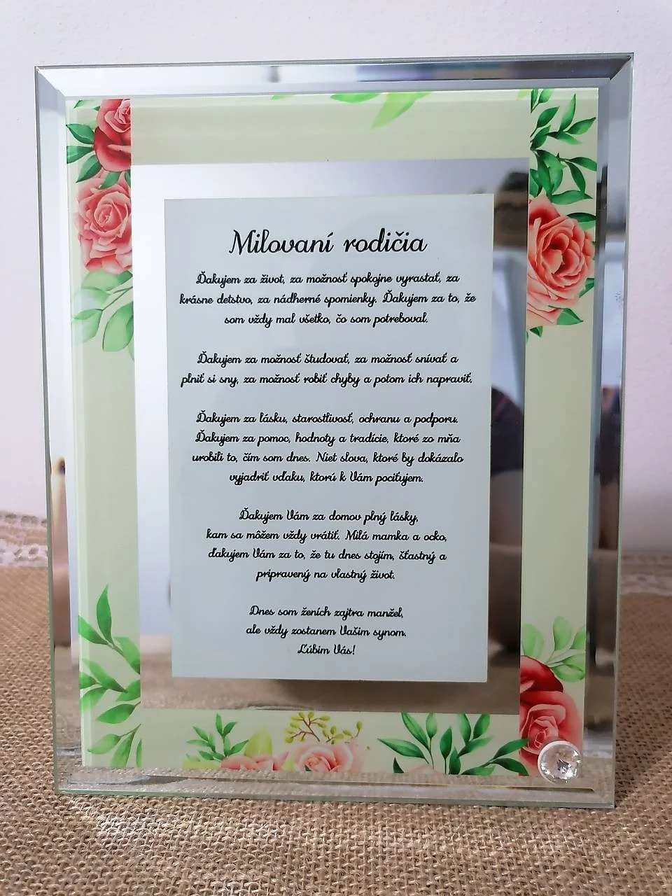 Poďakovanie rodičom