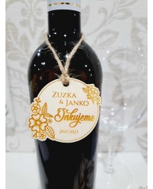 Etiketa na fľašu - drevená