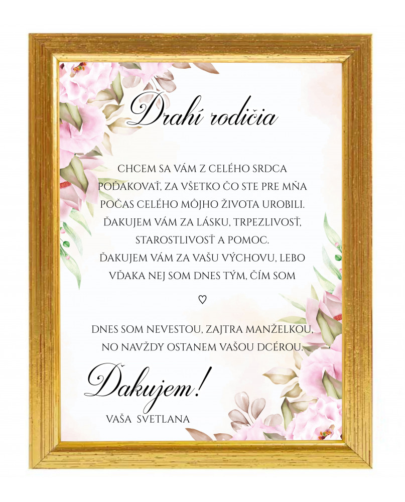Poďakovanie rodičom