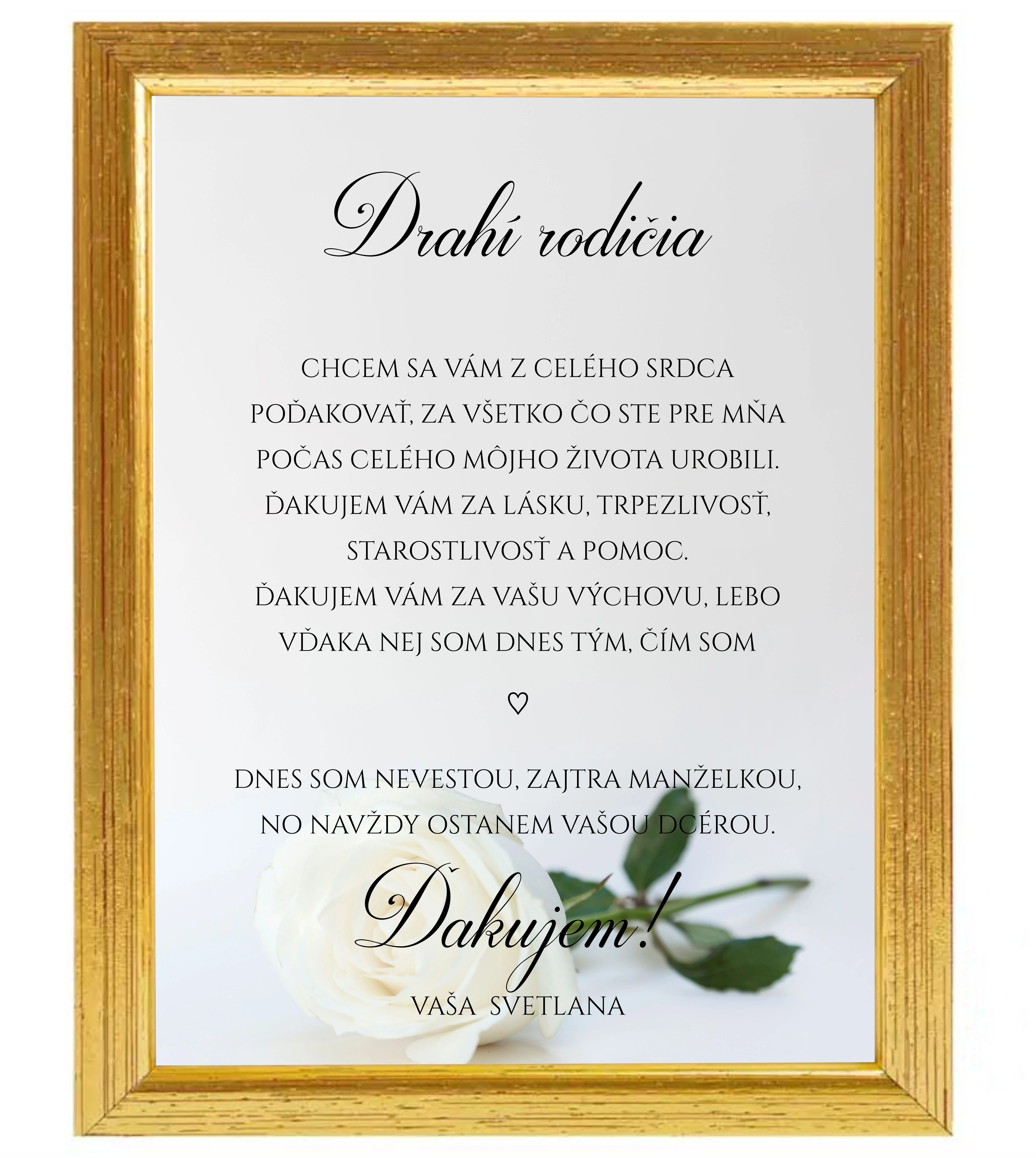 Poďakovanie rodičom